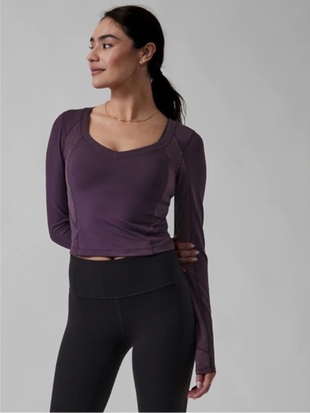 Athleta Dark Purple Shanti Lace Top